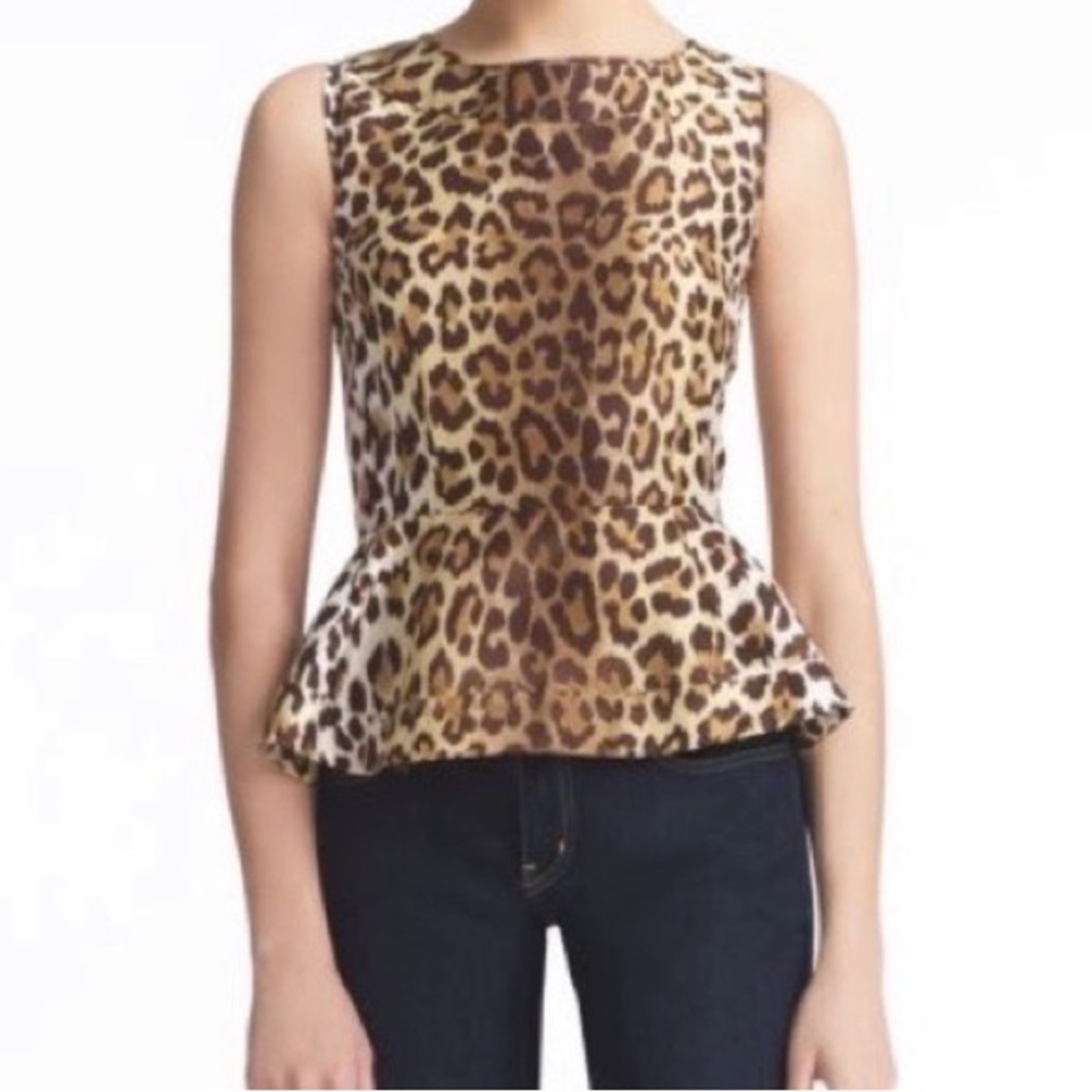 Kate Spade - Silk Leopard Print Peplum Top - Size 00